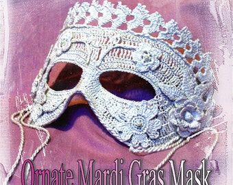 Ornate Mardi Gras Mask Crochet Pattern PDF - INSTANT DOWNLOAD.