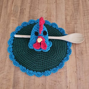 Thumb Grip Hen and Rooster Crochet Potholder Pattern PDF
