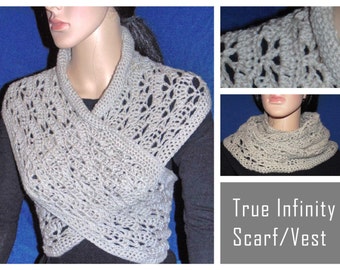 True Infinity Scarf/Vest/Cowl Crochet Pattern PDF - INSTANT DOWNLOAD.