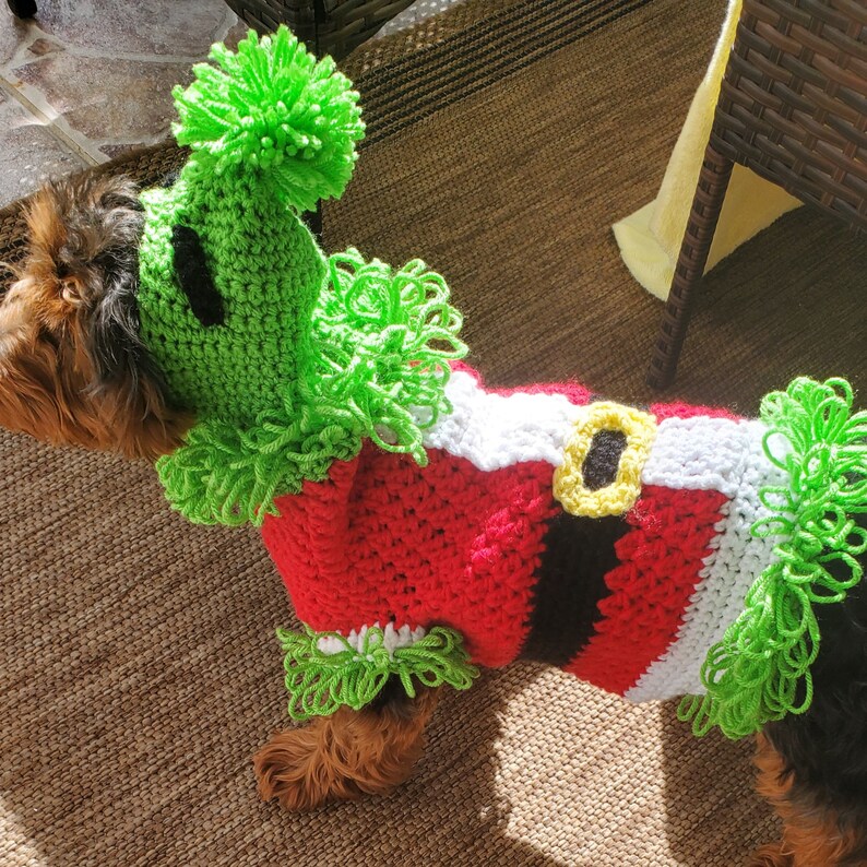 Grinch Inspired Hooded Dog Sweater Crochet Pattern PDF Etsy