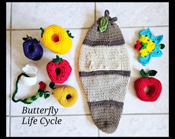 Learn & Play: Crochet Butterfly Life Cycle Sorting Toy (The Hungry Caterpillar)