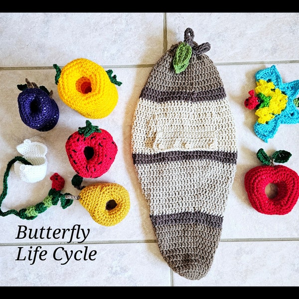 Learn & Play: Crochet Butterfly Life Cycle Sorting Toy (The Hungry Caterpillar)