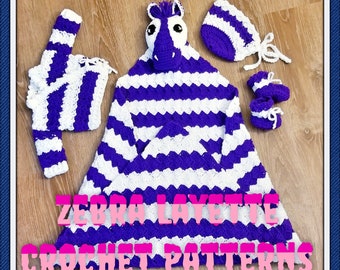 Zebra Layette Crochet Patterns INSTANT DOWNLOAD - PDF