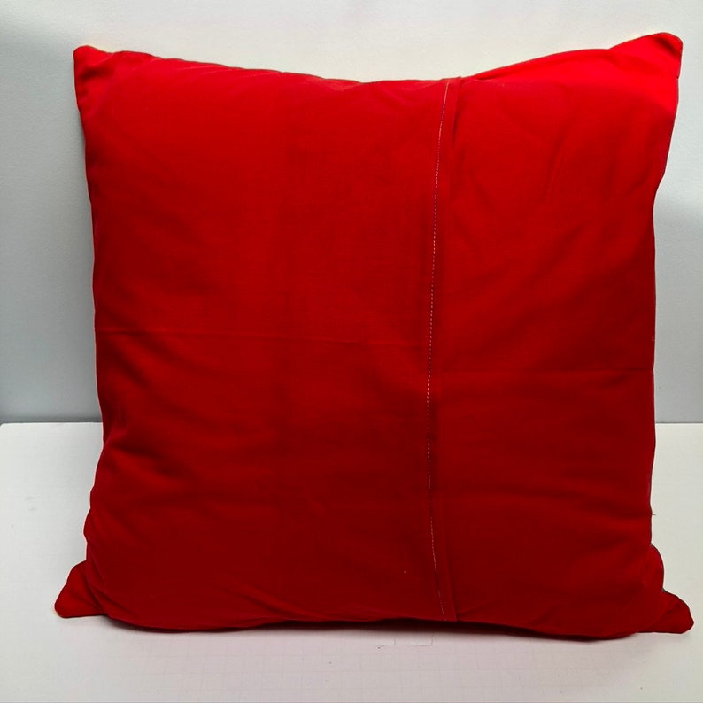 Red Stripe Patchwork Quilted Pillow