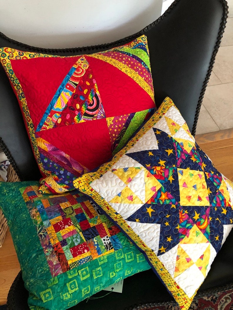 Red Stripe Patchwork Quilted Pillow