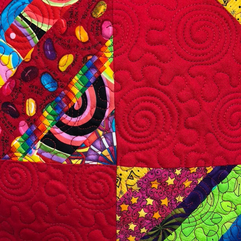 Red Stripe Patchwork Quilted Pillow