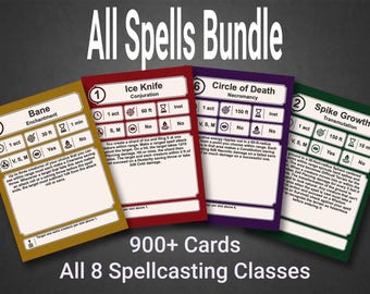 DnD 2024 Zauberkarten Bundle 5E Kompatibles Druckbares PDF Alle Klassen Ebene 0-9 Digitaler Download