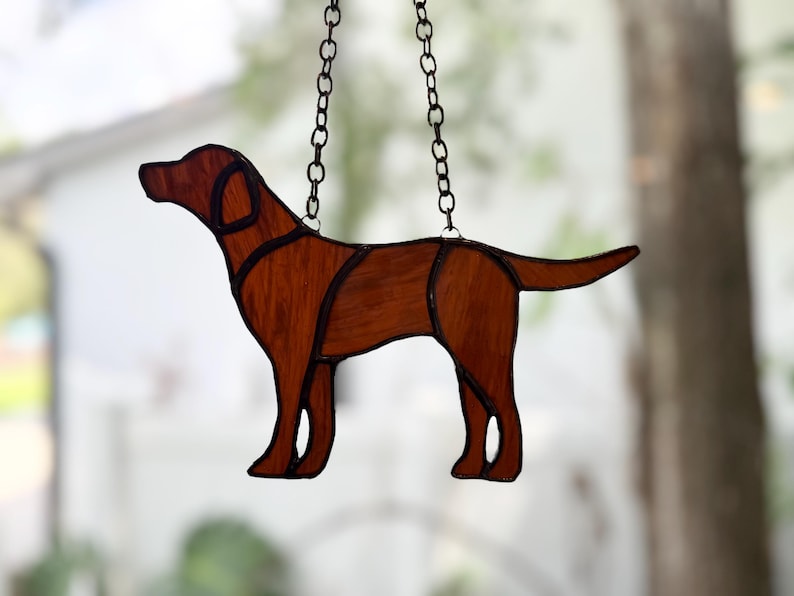 Labrador Stained Glass Ornament: Dog Window & Desk Decor image 1