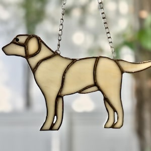 Labrador Stained Glass Window Ornament, Yellow Lab Glass Art, Chocolate Lab, Black Lab, Dog Window Decor, Puppy Gift, Stained Glass