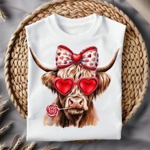 Highland Cow png, Valentine Coquette Png, Valentine&#39;s Day, Retro Valentine Png, Valentine Heart Png, Love Png, Sublimation Designs