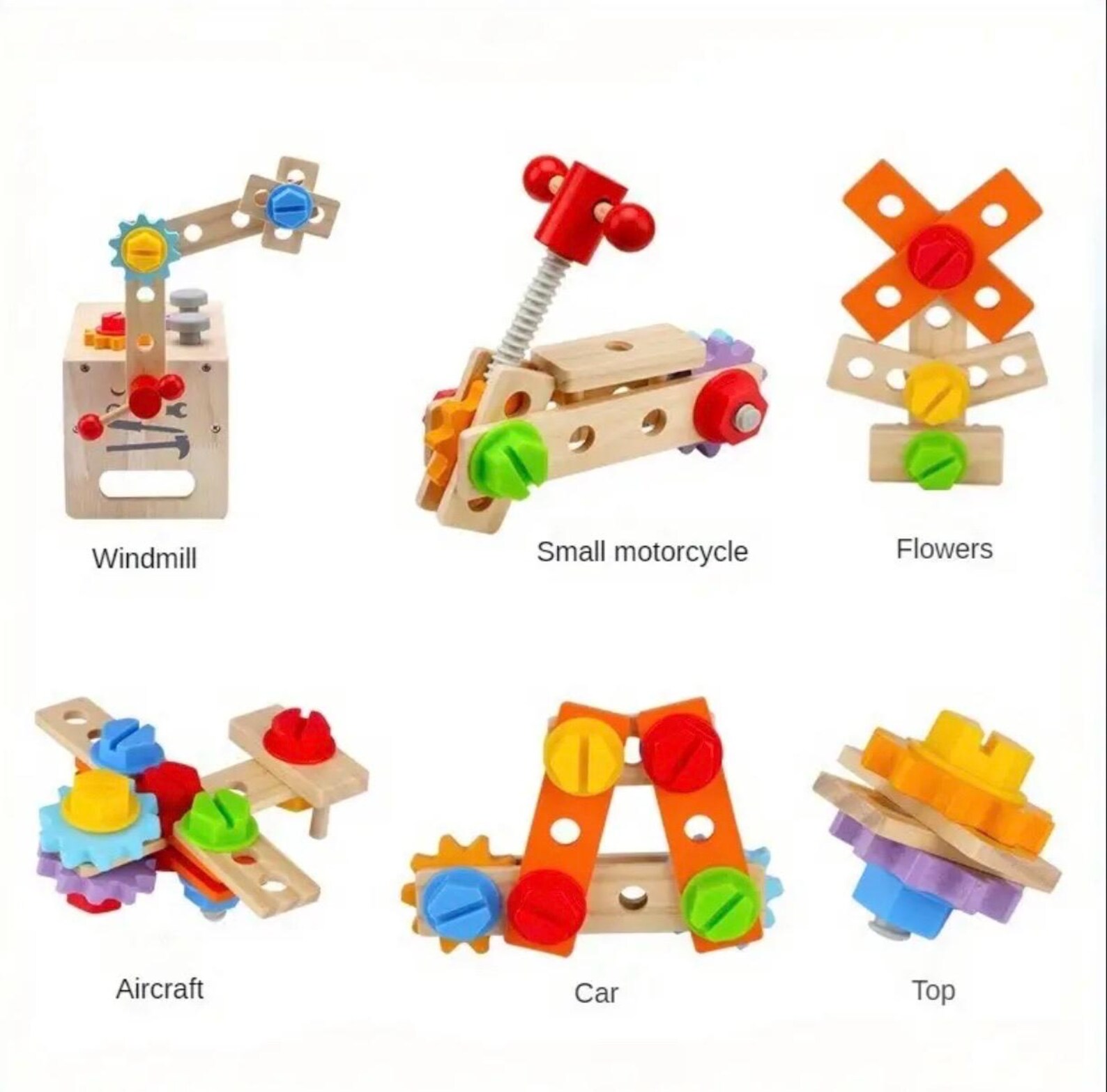 Early Learning Tool Set Wooden Educational Tool Set - Interchangeable Screwdriver & Nut ...