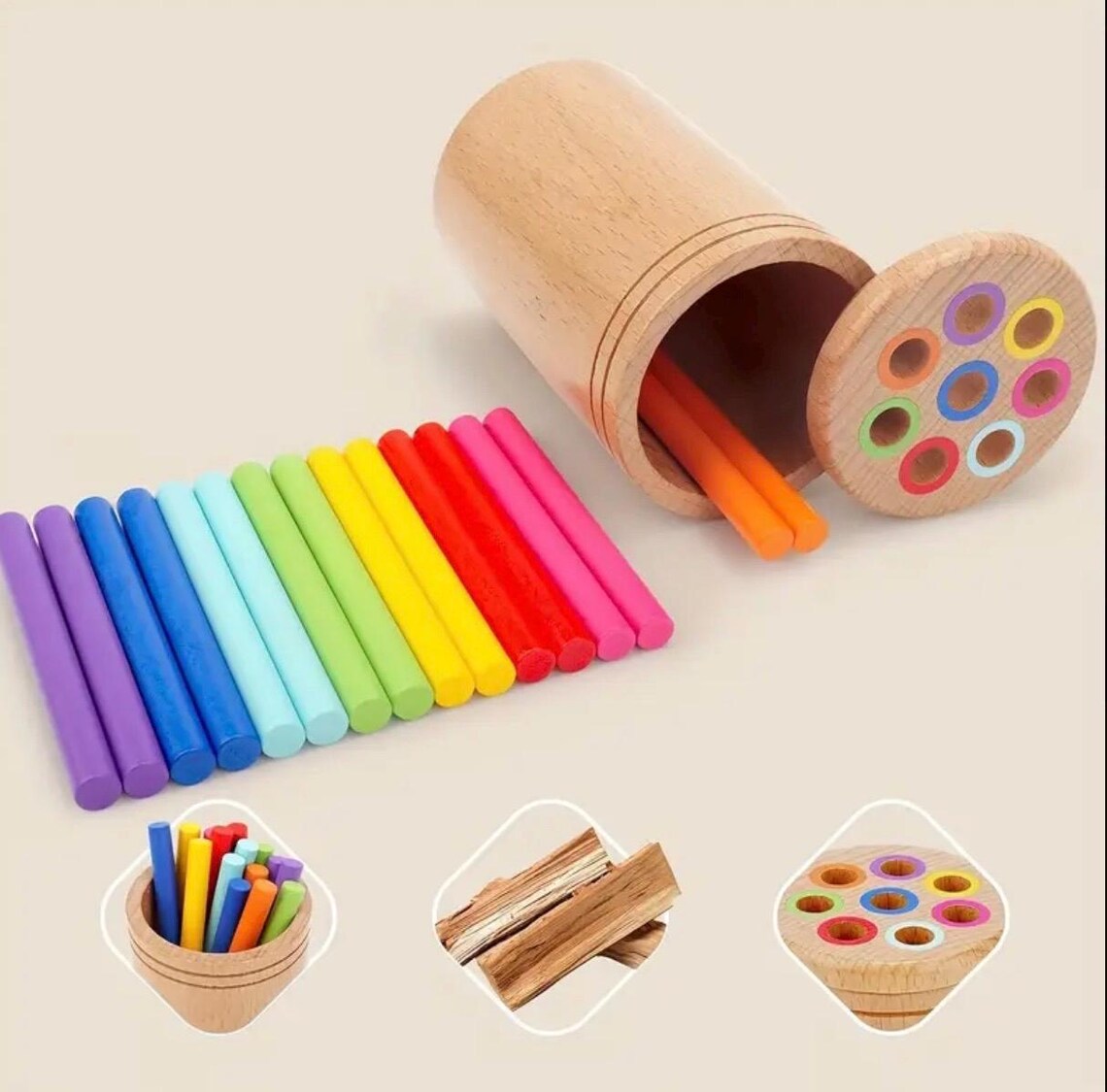 Wooden Color Sorting Montessori Toy: Fine Motor Skills - Etsy