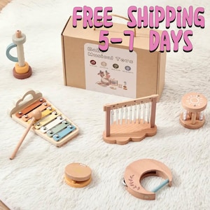 Ensemble de musique pour enfants avec tambour en bois Ensemble d'instruments pour tout-petits Jouets amusants pour exercer la concentration et la capacité vocale Jouets Montessori Jouets en bois