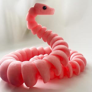 Premium Large Translucent Pink Snake Toy for Tactile Play, Reptile Loving STEM Kids and Teens