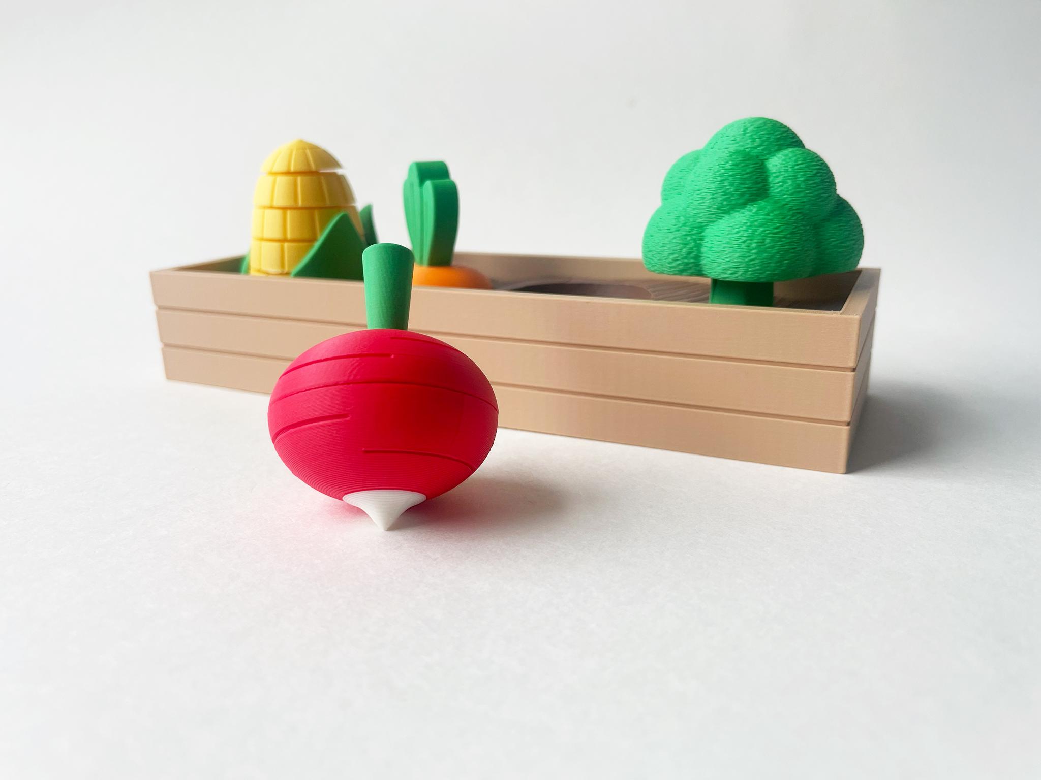 Mom's Red Radish Veggie Garden Toy Set - 3D-Printed Pretend Play STEM Learning Toy