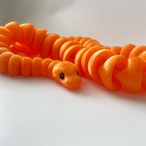 Premium Large Translucent Orange Snake Toy for Tactile Play, Reptile Loving STEM Kids and Teens