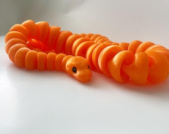 3D-Printed Boa Snake: Translucent Orange Reptile Toy