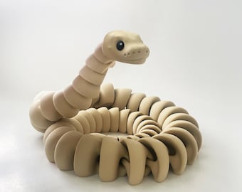 3D Printed Boa Snake: Beige Reptile Decor for STEM Kids