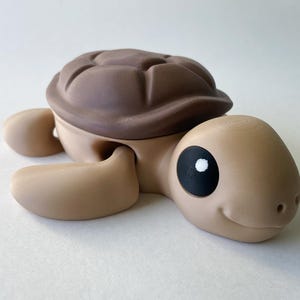 Large 3D Printed Sea Turtle Toy: Brown Marine Animal Figurine
