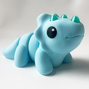 3D-Printed Triceratops Toy: Big Baby Blue Dino