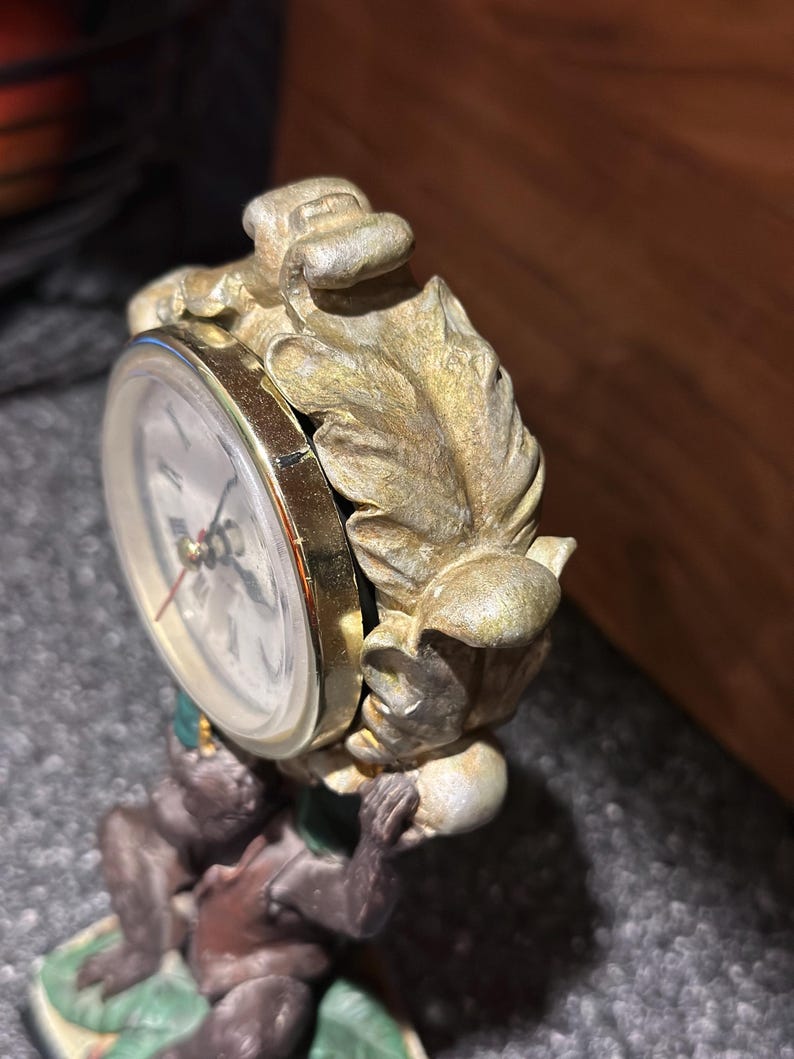 Vintage Quartz Resin Bellhop Monkey Holding Clock | 7.5” Monkey ...