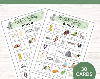 Bingo religioso di Pasqua, cartelle del bingo della Resurrezione, bingo biblico di Pasqua stampabile, attività con storie di Pasqua, bingo con storie di Pasqua