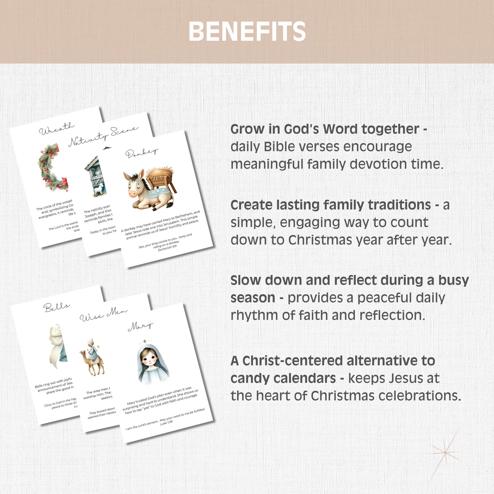 Bible Advent Calendar for Kids, Printable Advent Scripture Cards ...