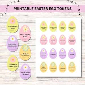 Printable Easter Tokens, Easter Egg Coupons for Kids, Easter Egg Hunt Printable, Easter Egg Filler Tokens