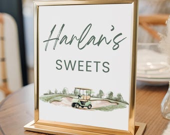 Golf Birthday Food Signs Editable Table Signs for Golf First Birthday Hole in One Birthday Decor Printable Buffet Food Cards