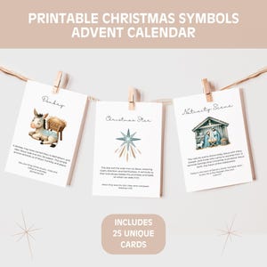 Calendrier de l&#39;Avent biblique pour enfants, cartes bibliques de l&#39;Avent à imprimer, cartes récit de la Nativité, cartes-éclair des Écritures, activité compte à rebours de Noël