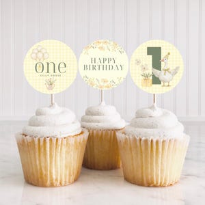One Silly Goose Cupcake Toppers, Silly Goose Birthday Party Decor, Printable 1st Birthday Decorations, One Silly Goose Girl First Birthday