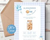 One Tough Cookie Birthday Invitation, Printable First Cookie Party Invite, Editable Cookies and Milk Template, 1st Birthday Invite Boy