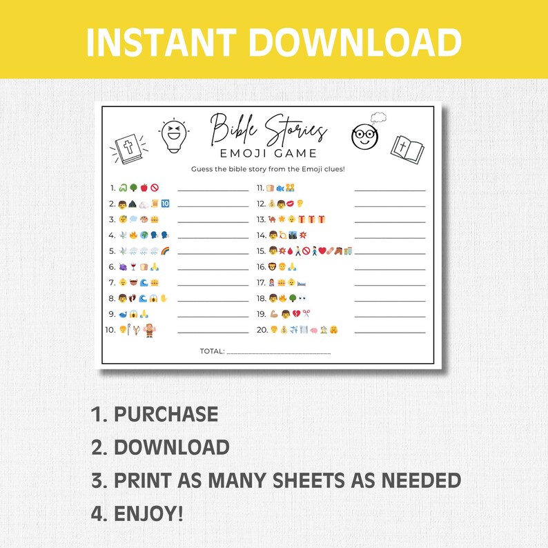 Bible Emoji Game, Printable Church Bible Games, Youth Group and Adult ...