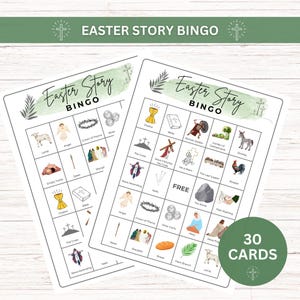 Bingo de Páscoa Religioso, Cartões de Bingo da Ressurreição, Bingo Bíblico de Páscoa para Imprimir, Atividades de História de Páscoa, Bingo de História de Páscoa