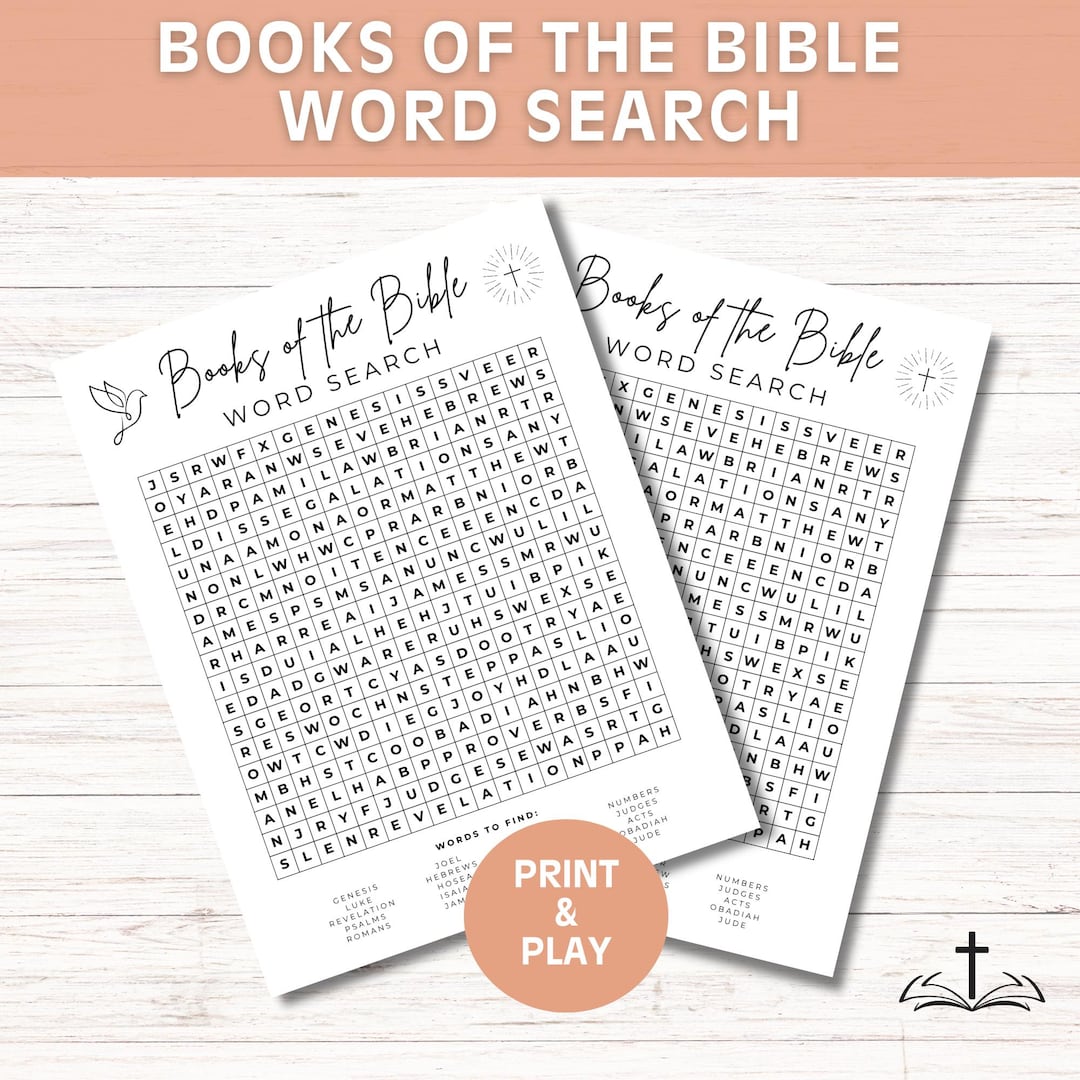 Books of the Bible Word Search, Printable Church Bible Games, Youth ...
