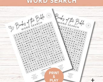 Ricerca di parole sui libri della Bibbia, giochi biblici stampabili per la chiesa, attività bibliche per gruppi giovanili e per la scuola domenicale, puzzle per lo studio della Bibbia cristiana