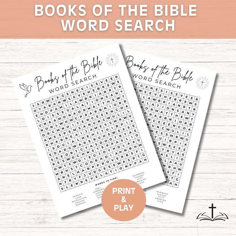 Books of the Bible Word Search, Printable Church Bible Games, Youth ...