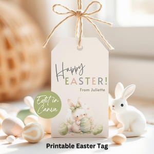 Editable Easter Gift Tag, Easter Basket Tag, Printable Easter Party Favor Tag, Happy Easter Tag Template