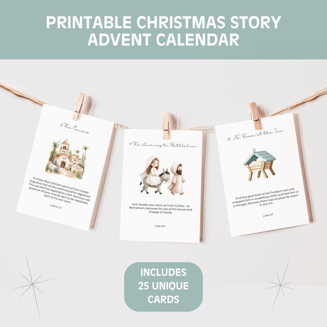Nativity Advent Calendar for Kids, Printable Christmas Story Advent ...