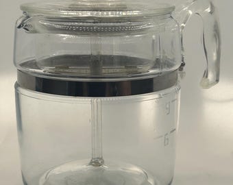 Pyrex Flameware glaspercolator met 9 kopjes, model 7759.