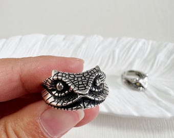 Python Snake Adjustable Ring - Vintage Punk Edgy Open Statement Ring in 2 Colors | DZSP-235