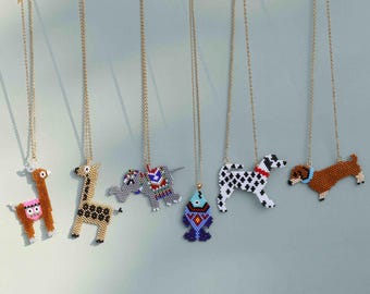 Handmade Seed Bead Animal Necklace – Playful Beaded Jewelry| DZSP-231