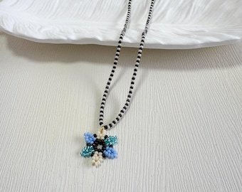 Handmade Seed Bead Daisy Choker - Boho Colorful Daisy Pattern Beaded Necklace, 4 Designs | DZSP-233