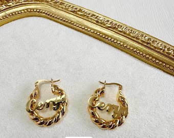 Custom Name Earrings - Personalized Acrylic & Metal Dangle Earrings, Gold or Silver, 3 Styles | DZSP-226