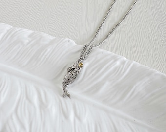 Simple Fish Pendant Necklace - Minimalist Silver Adjustable Chain, 50+5cm Layering Necklace | DZSP-217