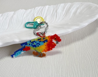 Handmade Seed Bead Bird Keychain – Colorful Bag Charm | DZSP-232