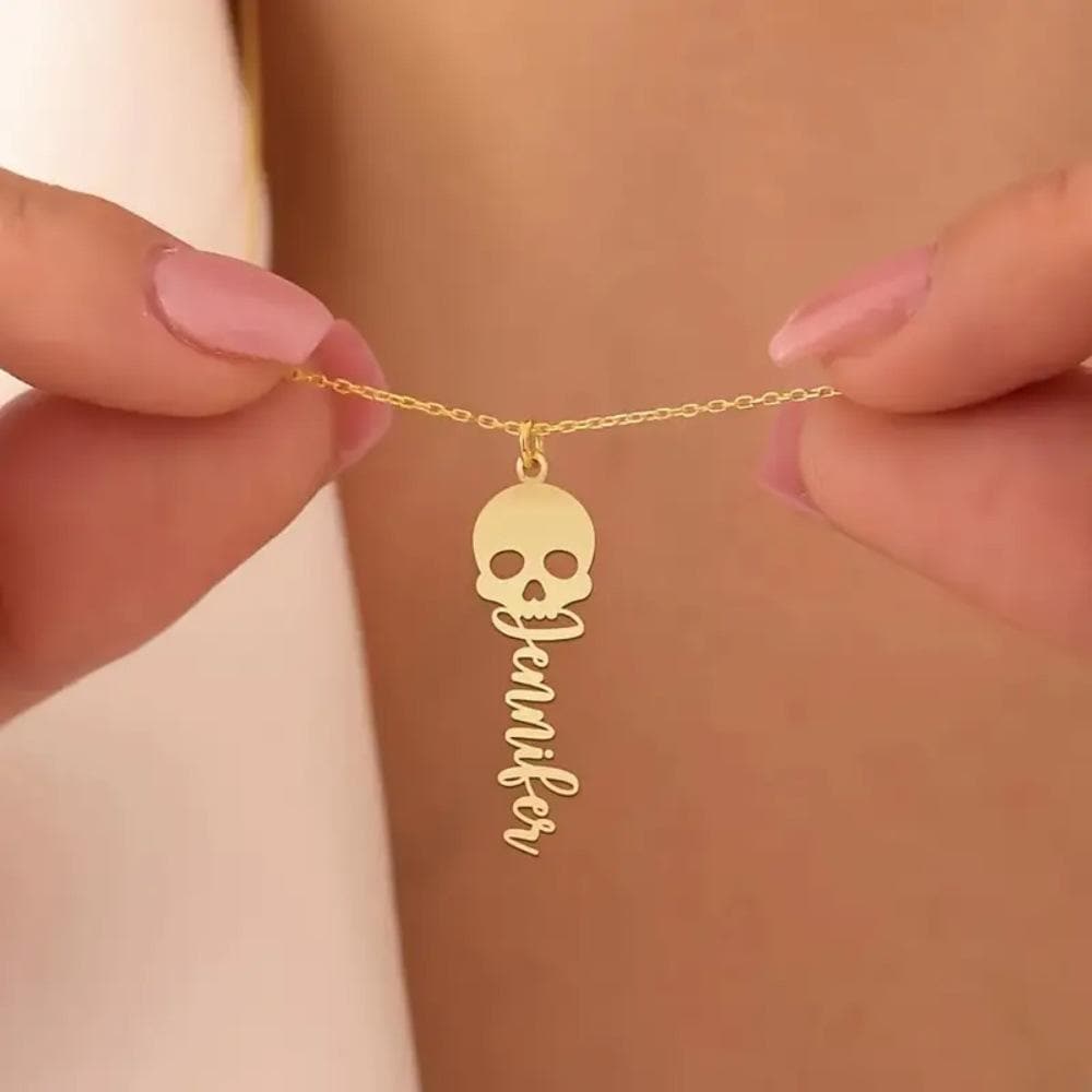 Ciondolo a forma di teschio horror di Halloween con nodo intrecciato a