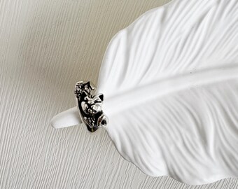 Doberman Pinscher Adjustable Ring - Antique Silver Vintage Open Statement Ring for Dog Lovers | DZSP-238