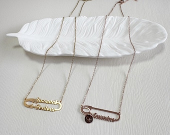 Custom Initial Paperclip Necklace - Stainless Steel Hollow Letter Pendant| DZSP-230