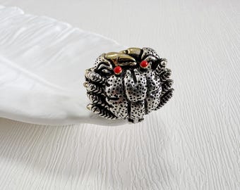Antique Crab Adjustable Ring - Vintage Silver Statement Ring for Men & Women | DZSP-246